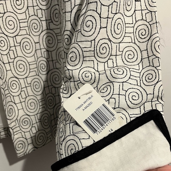 Rafael Y2K Black & White Linen Blend Open Front Jacket – Size 14 - Picture 10 of 10